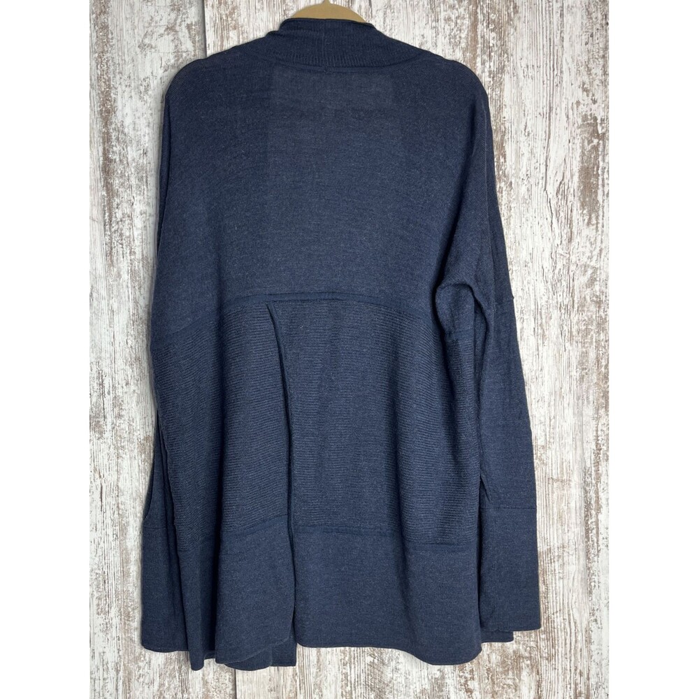 Lululemon Merino Wool-Blend Ribbed Long Sleeve Wrap Sweater Cardigan Blue Sz 8 - Picture 10 of 16